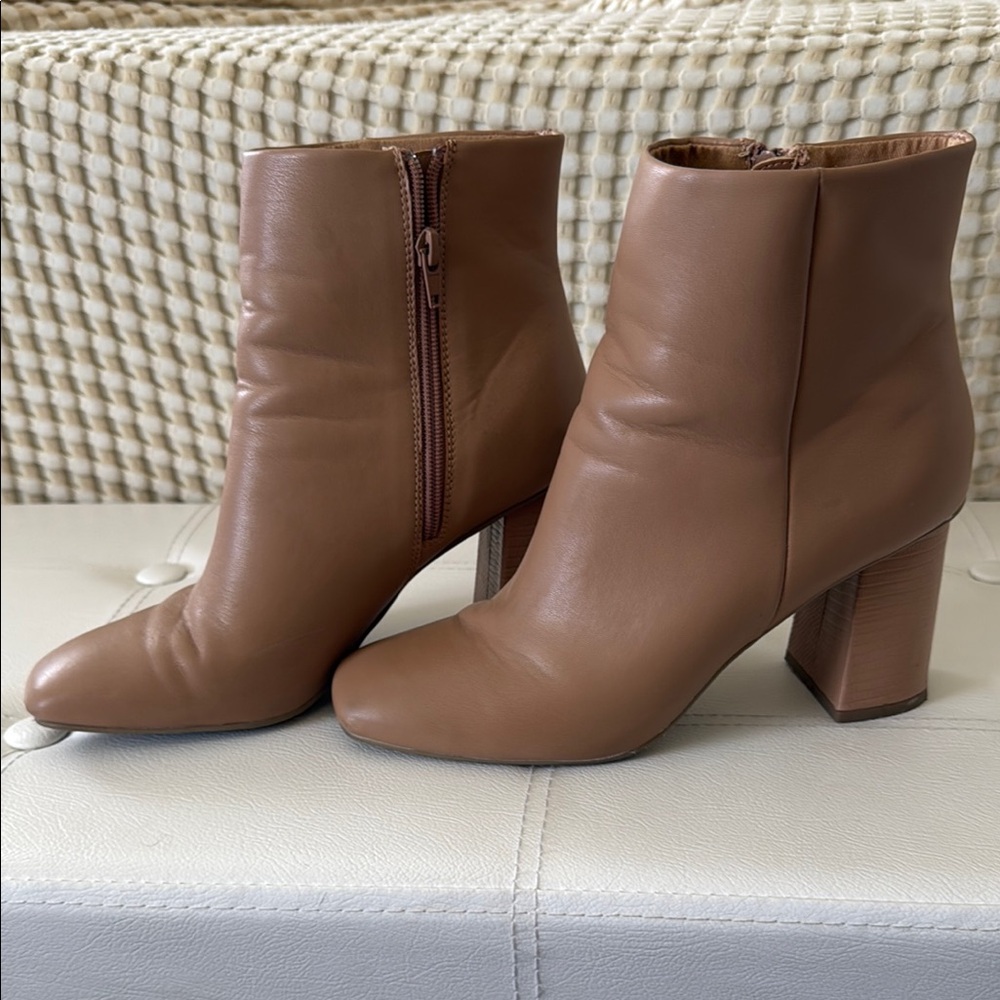 DV by Dolce Vita Tan Ankle Booties with Block Heel